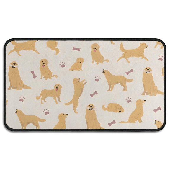 Golden Retriever with Bones and Paws Door Rugs,Washable Non Slip Door Mats Indoor,Decorative Door Mats,Entry Mat Indoor for Entrance,Bedroom,Kitchen,Bathroom,30"x17"