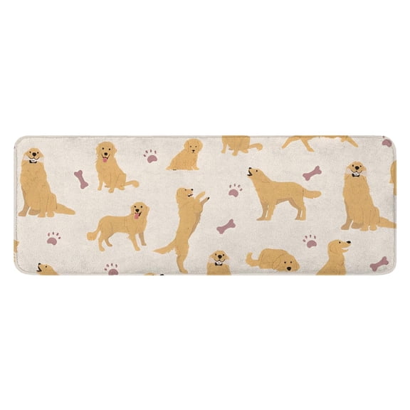 Golden Retriever with Bones and Paws Kitchen Rug Mat,Kitchen Runner Rugs Non Skid Washable,Decorative Kitchen Floor Mats for Kitchen,Sink,Laundry,17"x47.2"