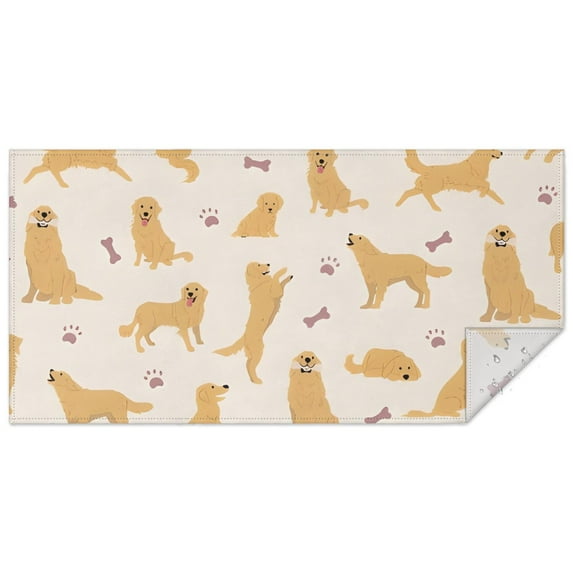 Golden Retriever with Bones and Paws Rectangle Tablecloth 60"x120",Waterproof Polyester Rectangle Table Cloth, Wipeable Spillproof Polyester Tablecloth for Dining, Camping, Indoor and Outdoor