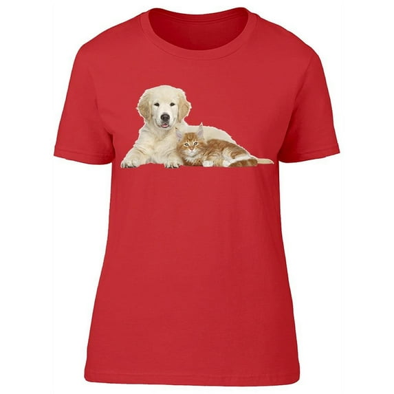 Golden Retriever Cat Kitten T-Shirt Women -Image by Shutterstock, Female x-Large