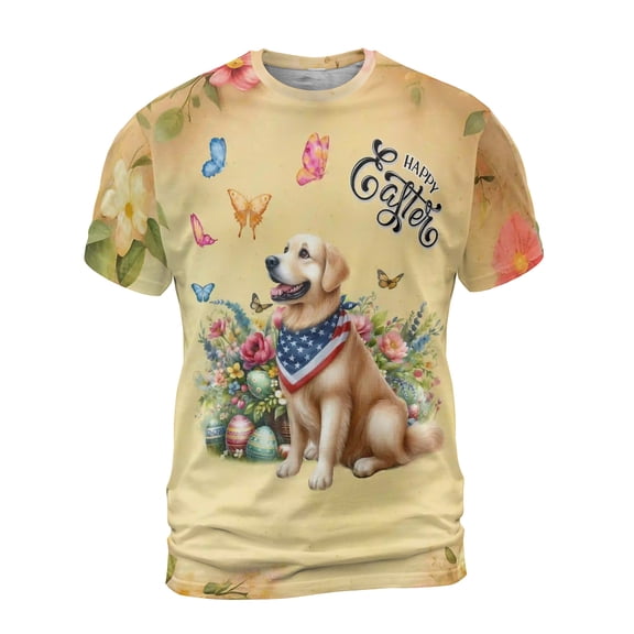 Golden Retriever Celebrates Spring and Enjoys a Happy Easter All Over Print 3D Shirt Unisex Merch Goldens Dog Lover Gifts Idea - 02001