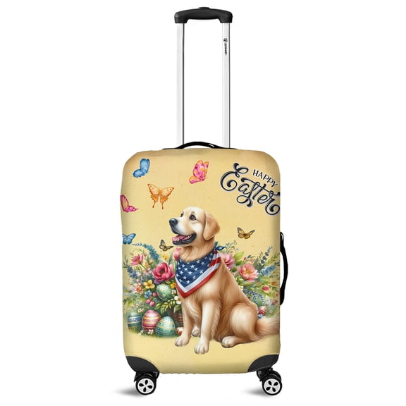 Golden Retriever Celebrates Spring and Enjoys a Happy Easter Travel Luggage Cover Goldens Dog Lover Gifts Idea Suitcase Dust Protective Decor - 02001