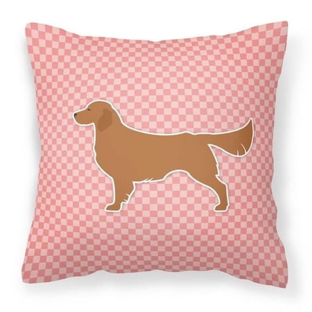 Golden Retriever Checkerboard Pink Fabric Decorative Pillow