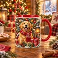 Golden Retriever Christmas Mug, Red Rim Coffee Cup for Dog Lovers ...