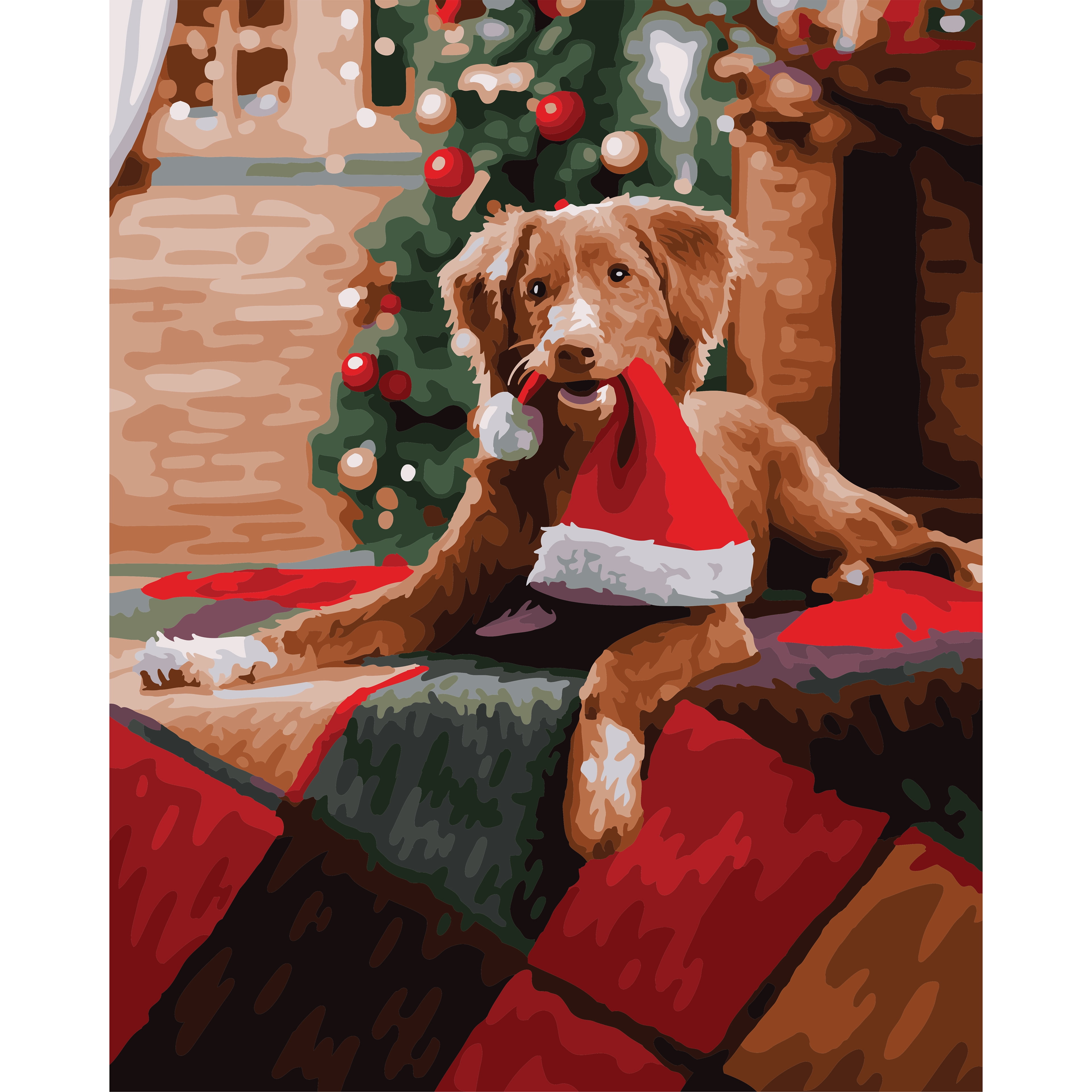 Golden Retriever Christmas Paint by Number Kit by Artist's Loft® - Christmas Craft Kits