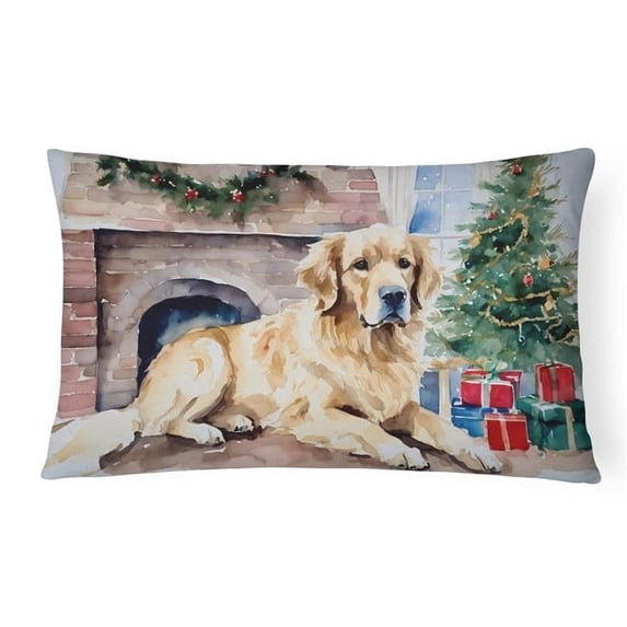 Golden Retriever Cozy Christmas Throw Pillow 12 in x 16 in
