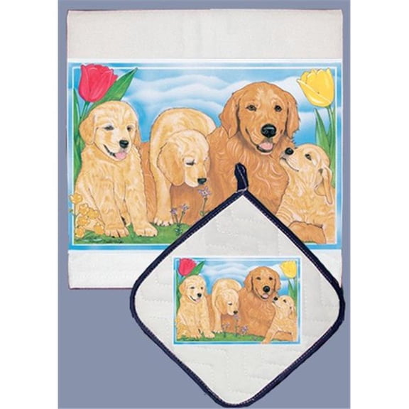 Golden Retriever Dish Towel And Pot Holder Set