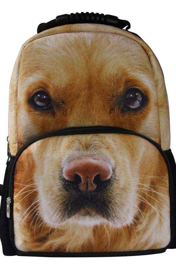 Golden Retriever Dog Backpack 3D Deep Stereographic Animal Face on Felt Fabric