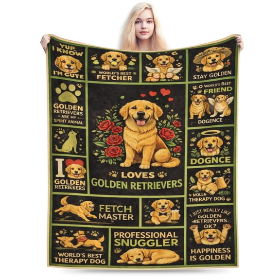 Golden Retriever Dog Blanket Gift for Dog Lovers Cozy Soft Throw Blanket Cute Golden Retriever Pattern Home Decor 50x40