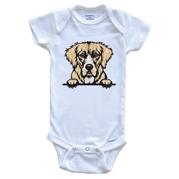 Golden Retriever Dog Breed Cute Baby Bodysuit v3, 3-6 months white