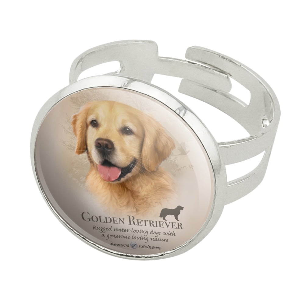 Golden Retriever Dog Breed Silver Plated Adjustable Novelty Ring Walmart