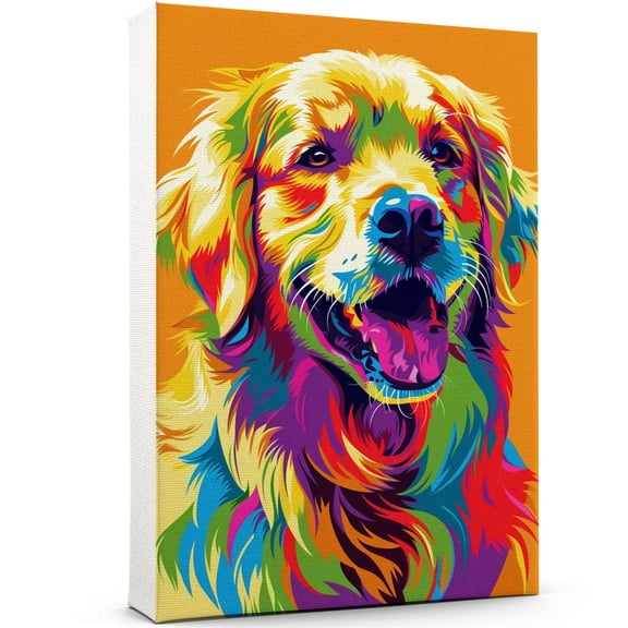 Golden Retriever Dog Canvas Wall Art Poster Prints Colorful Pop Animal Art Wall Decor Dog Picture Artwork Pet Dog Painting Poster for Home Bedroom Living Room Decoration Framed