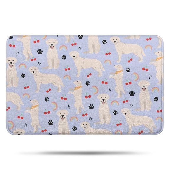 Golden Retriever Dog with Cherry and Rainbow Bathroom Rugs Mat,Non Slip Microfiber Bathroom Rug,Rubber Backing,Soft Bathroom Mats for Bathroom Floor,Tub and Shower,17x27in(43x68cm)