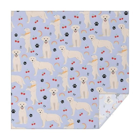 Golden Retriever Dog with Cherry and Rainbow Square Tablecloth,Waterproof Square Table Cover,Wipeable Spillproof Washable Table Cover for Home Kitchen Party Decor 42"X42"(107x107cm)