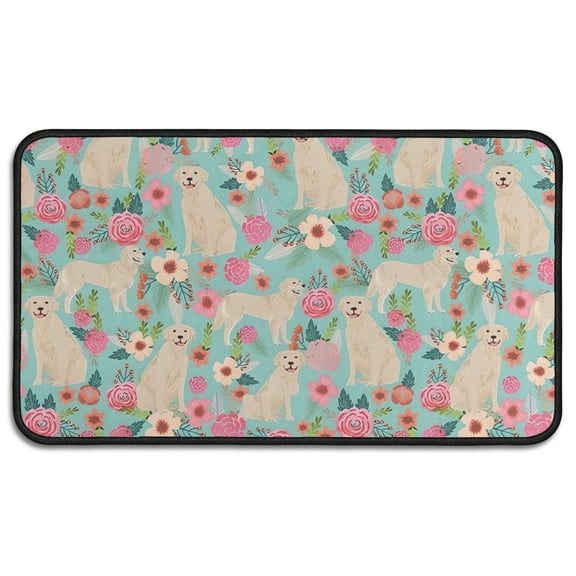 Golden Retriever Dog and Flowers Door Rugs,Washable Non Slip Door Mats Indoor,Decorative Door Mats,Entry Mat Indoor for Entrance,Bedroom,Kitchen,Bathroom,30"x17"
