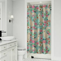 Golden Retriever Dog and Flowers Shower Curtain 36"x72" ,Bathroom Decorative Shower Curtains Set with 12 Hooks,Modern Waterproof Washable Shower Curtain
