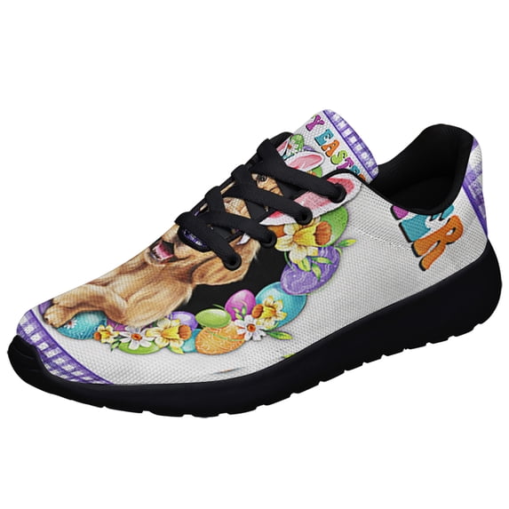 Golden Retriever Dog Happy EaStr Shoes Sneakers Black Size 9.5