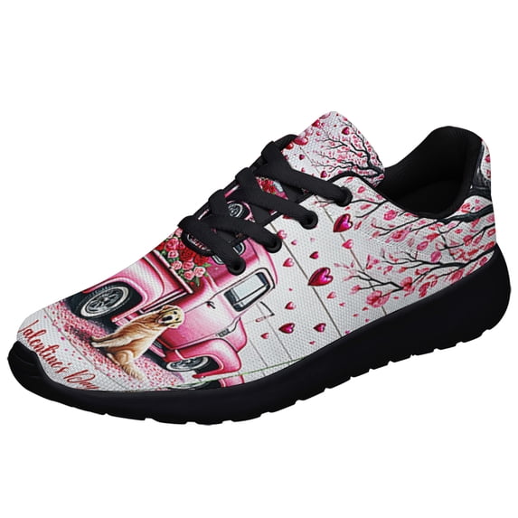 Golden Retriever Dog Happy Valentine's Day Shoes Sneakers Black Size 7.5