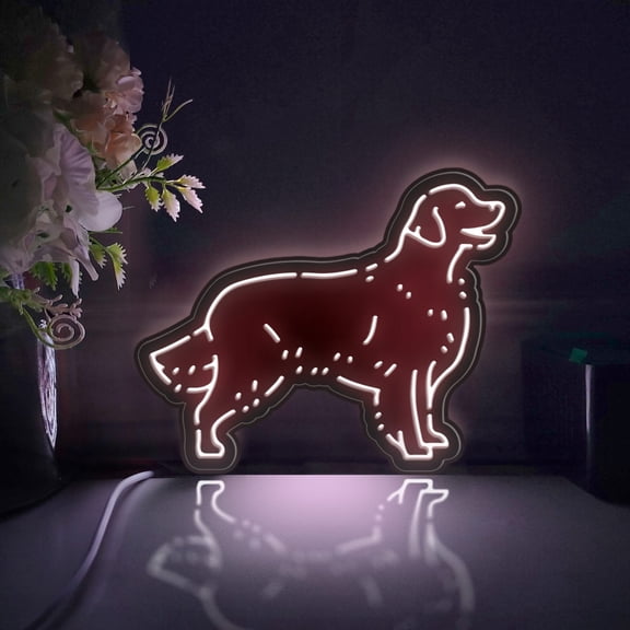 Golden Retriever Dog Led Light Box, Dimmable Neon-Like Light Signs USB Power for Wall Decor Bedroom Decoration, Static Light (WxH) 11"x9"
