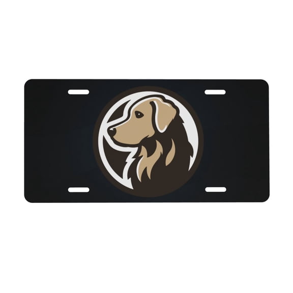 Golden Retriever Dog Logo License Plate 6x12 Inch Thickening Aluminum Metal Decorative License Plates, Universal Fit For Trucks, Suvs, Vehicles