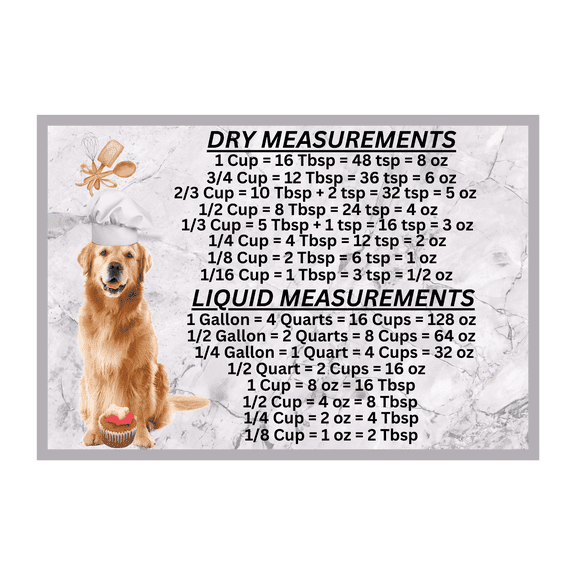 Golden Retriever Dog Measuring Chart Magnet Kitchen Baking Guide
