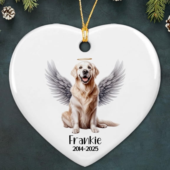Golden Retriever Dog Memorial Ceramic Christmas Ornament 2025, Personalized Year & Name Golden Retriever Forever Loved Ornaments