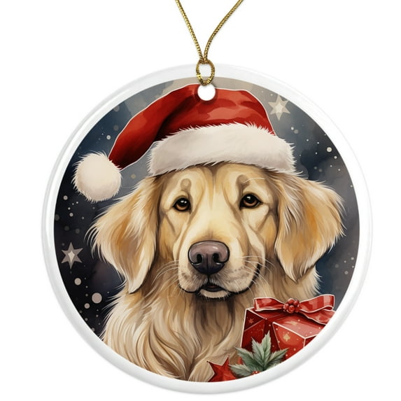 Golden Retriever Dog Ornament - Pet Ornament for Christmas Tree - 3" Round Ceramic - Printed in USA - Puppy New Dog - Dog Mom - Dog Dad - Pet Owner - Xmas Decoration DOG0111