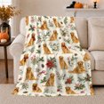 thumbnail image 1 of Golden Retriever Dog Pattern Holiday Poinsettias, Playful Pet Portrait Pattern, Warm Flannel Blanket for Living Room and Reading Nook, Dog Lovers Friendship Gift, Pet Lover Home Decor, 1 of 9