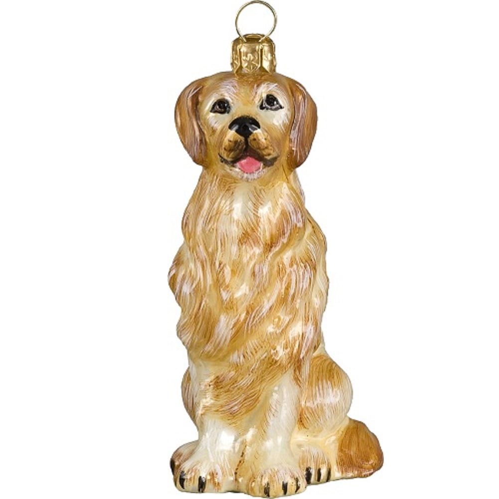 Handcrafted Golden Retriever Glass Christmas Ornament Set