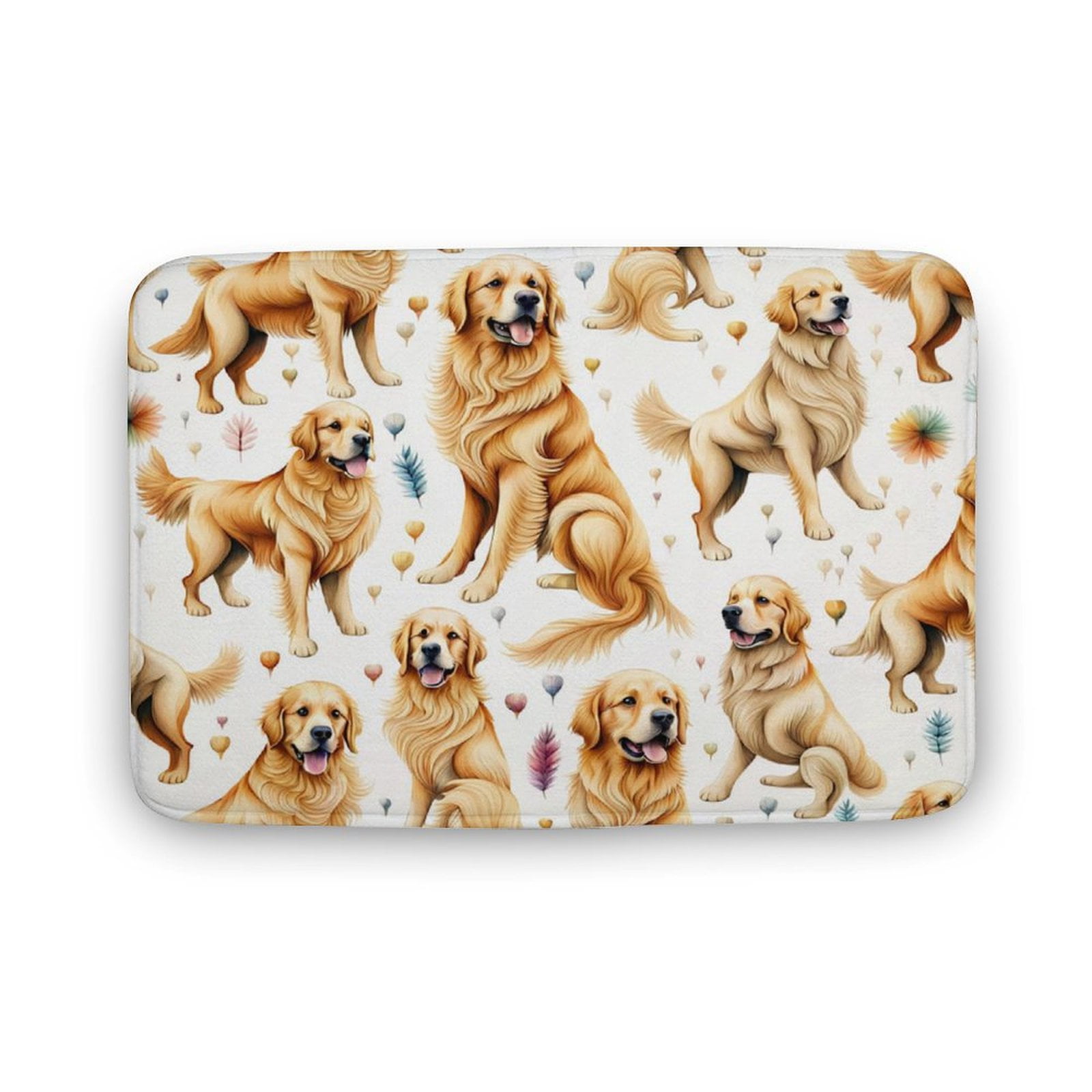 Golden Retriever Dog Retro Shower Mat Bathtub Rounded Corner Mat,16X24 ...