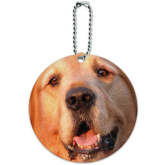 Golden Retriever Dog Round Luggage ID Tag Card for Suitcase or Carry-On