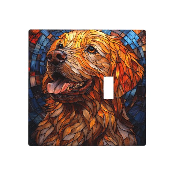 Golden Retriever Dog Stained Glass Single Toggle Wall Plate Decorative Electrical Outlet Light Switch Cover Switchplate