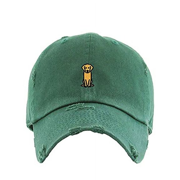 Golden Retriever Dog Vintage Baseball Cap Embroidered Cotton Adjustable Distressed Dad Hat Hunter Green
