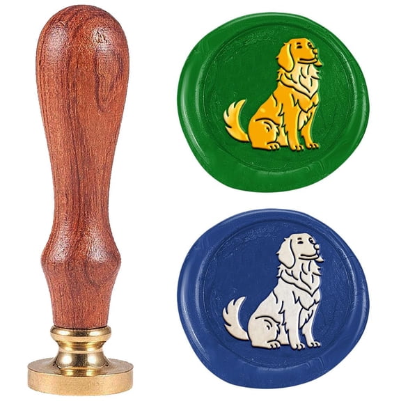 Golden Retriever Dog Wax Seal Stamp 1 Puppy Sealing Wax Stamps Removable Brass Head Seal Stamp with Wooden Handle for Envelope Greeting Card Invitations Wine Gift Wrapping Dog Lover DIY