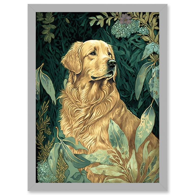Golden Retriever Dog in Nature Modern Watercolour Illustration