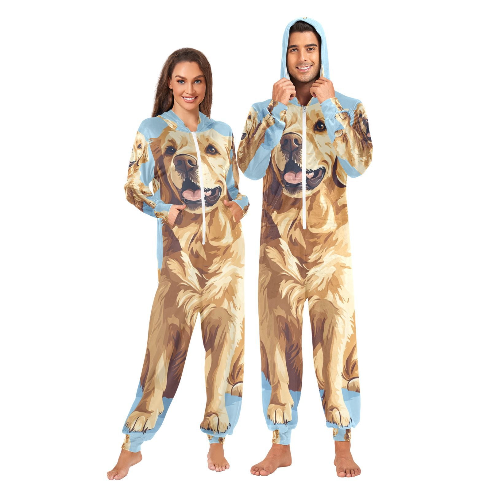 Golden Retriever Dogs Adult Onesie Pajamas Slim Fit Christmas One Piece ...
