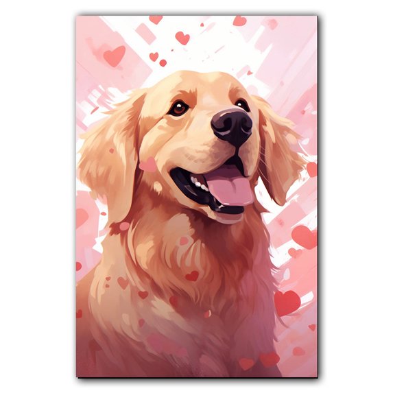Golden Retriever Dogs Wall Art, Lovely Dog Canvas Art, Home living room décor, Pets Canvas - Dog Gift Valentines Day for Him and Her