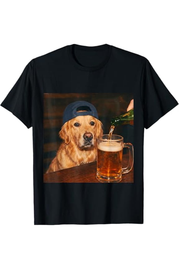 Golden Retriever Drinking Beer Funny Fathers Day Dog Meme T-Shirt