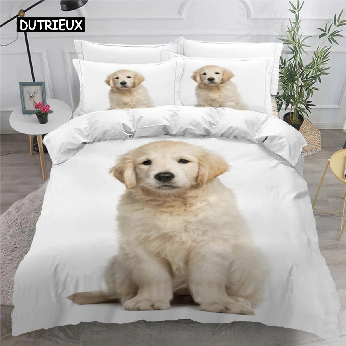 Golden Retriever Duvet Cover Pet Dogs Bedding Set With Pillowcases 3D