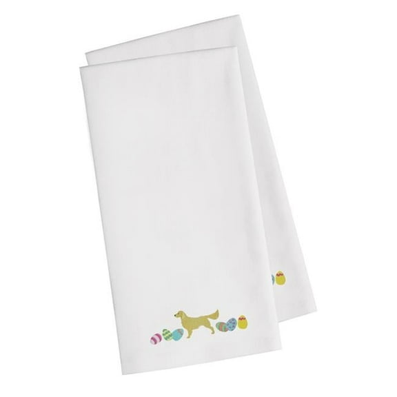 Golden Retriever Easter White Embroidered Kitchen Towel - Set of 2