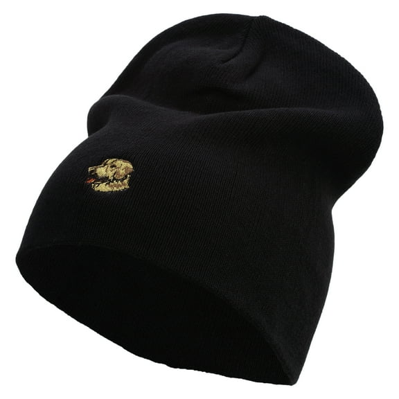 Golden Retriever Embroidered Big Size Superior Cotton Short Knit Beanie - Black XL-3XL