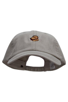 Golden Retriever Embroidered Big Size Washed Pigment Dyed Cap - Stone XL-3XL