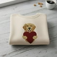 thumbnail image 1 of Golden Retriever Embroidered Sweatshirt, Cute Dog Holding Heart Embroidery Shirt, Adorable Puppy Crewneck, Valentine Dog Lover Gift, 1 of 5
