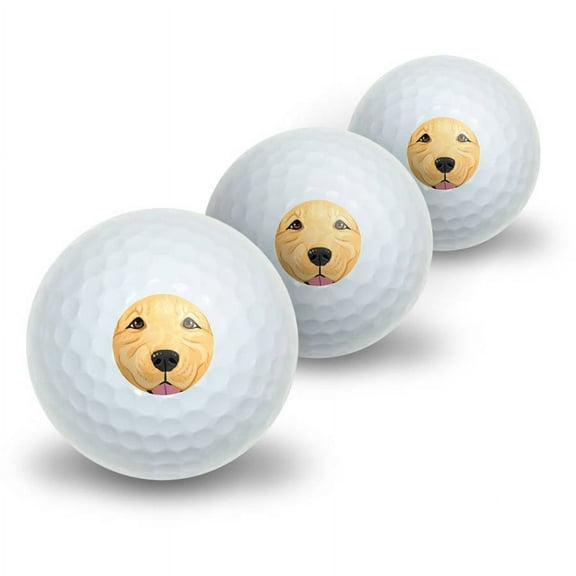 Golden Retriever Face Pet Dog Novelty Golf Balls, 3pk