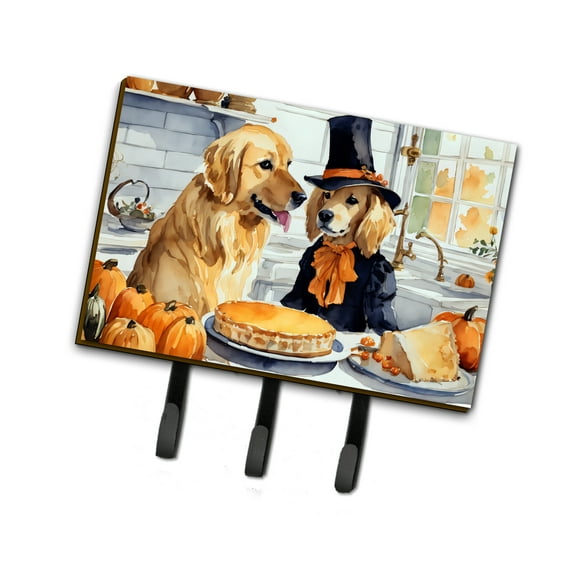 Golden Retriever Fall Kitchen Pumpkins Leash or Key Holder 6 in x 9 in