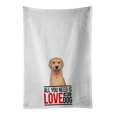 Carolines Treasures WDK3687WTKT 28 x 19 in. Unisex Golden Retriever Fawn No.3 White Dish Towels Kitchen Towel - Set of 2