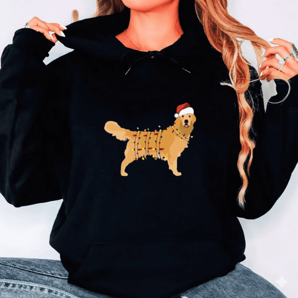 Golden Retriever Festive Joy Cute Holiday Dog Happy New Year Hoodie ...