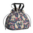 thumbnail image 1 of Golden Retriever and Floral Drawstring Lunch Bag Women - Drawstring Lunch Bag Insulated for Work Office - Stain-Resistant Large Lunchbags for Women with Multi-Pockets, 1 of 6
