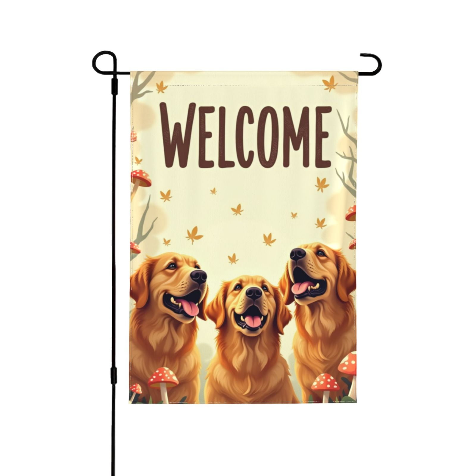 Gartenflagge „Golden Retriever Mit Blume“ – Doppelseitig, 30,5x45,7 Cm, Allwetter-Polyester