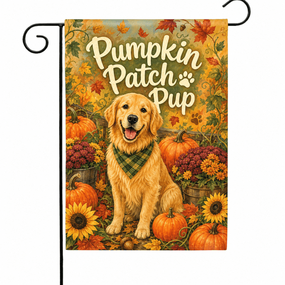 Golden Retriever Garden Flag Pumpkin Patch Pup Fall Yard Decor for Dog Lovers